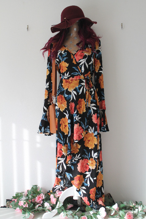 BOG Black Floral Hi Lo Maxi Dress