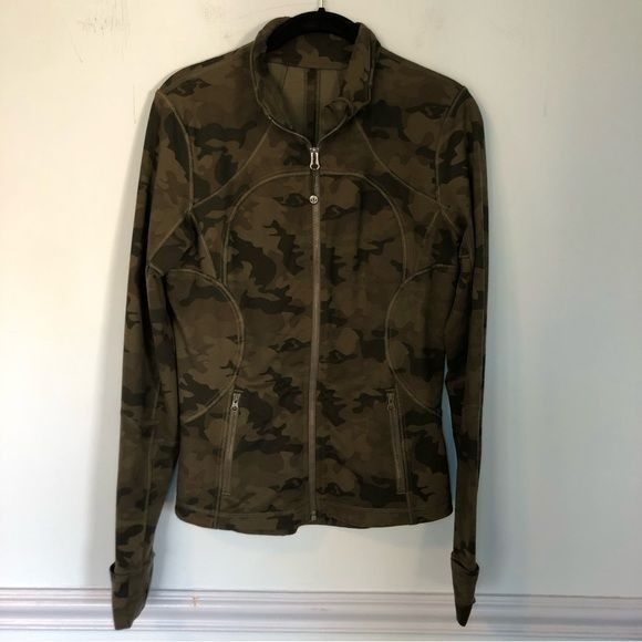 Lululemon Forme II Fatigue Green Savasana Camo Zip-Up Jacket Size 8