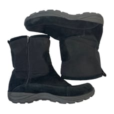 L.L. Bean Men's Size 14 Boots Primaloft Insulated Black Suede Fleece Side Zip