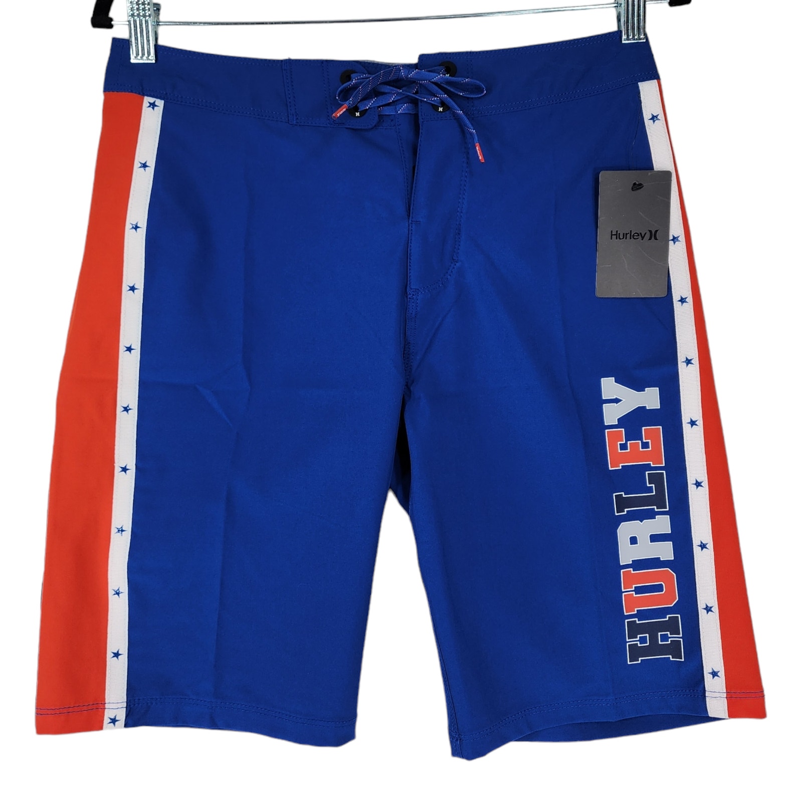 Hurley Board Shorts sz 28 Mens Red White Blue USA American 9.5 Inseam 20 NEW