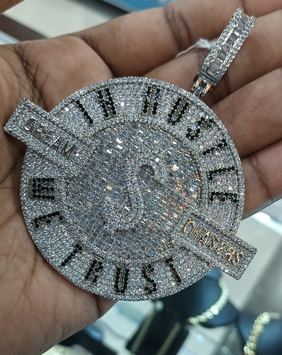 Silver in hustle we trust pendant