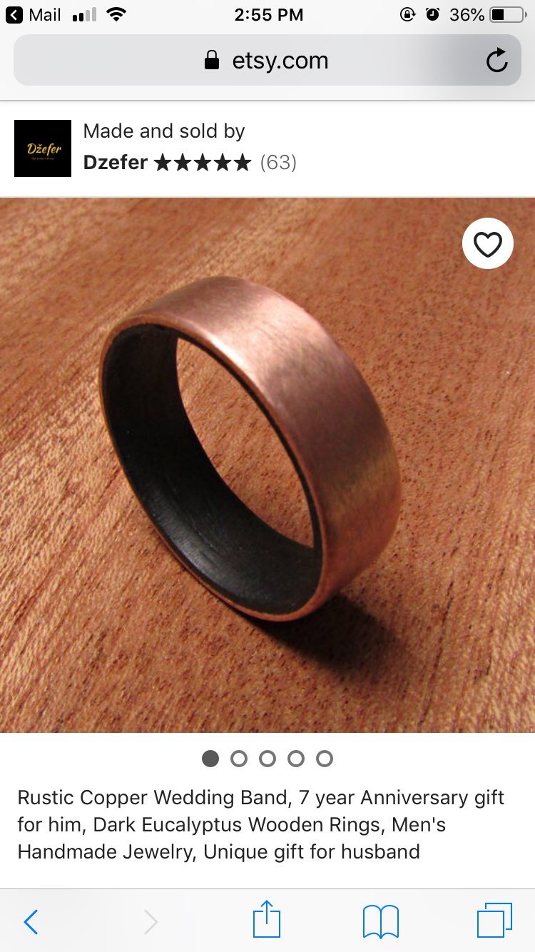 NWT Copper and Wood Wedding Ring/Band