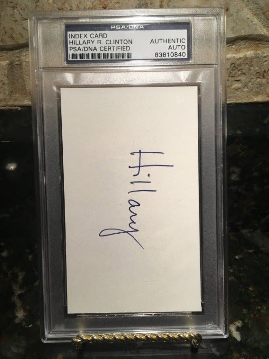 Hillary Clinton Signed Index Card PSA