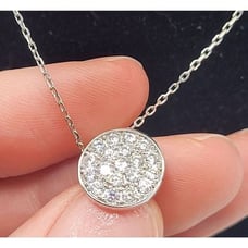 Sterling Silver Dainty Circular Pendant Necklace 17in
