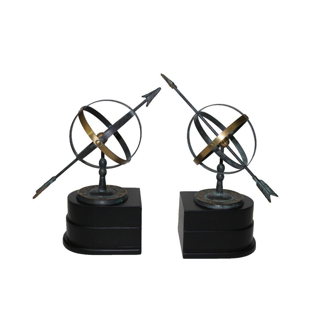 Armillary Sphere Sundial Brass Heavy Duty Bookends