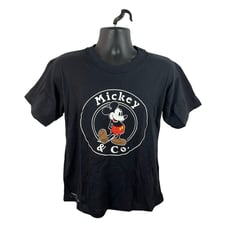 Vintage Mickey & Co JG Hook Mickey Graphic Tee Black Size Med NWT Deadstock 1984
