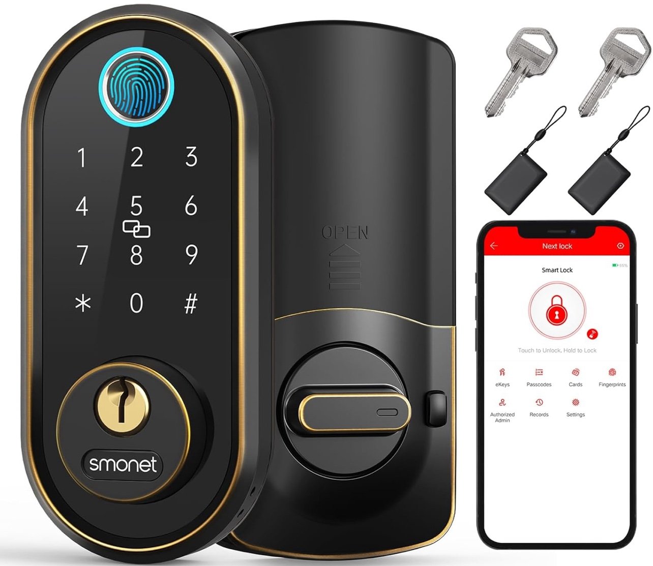 Smart Keyless Entry Door Lock - Fingerprint Electronic Deadbolt Touchscreen Keyp
