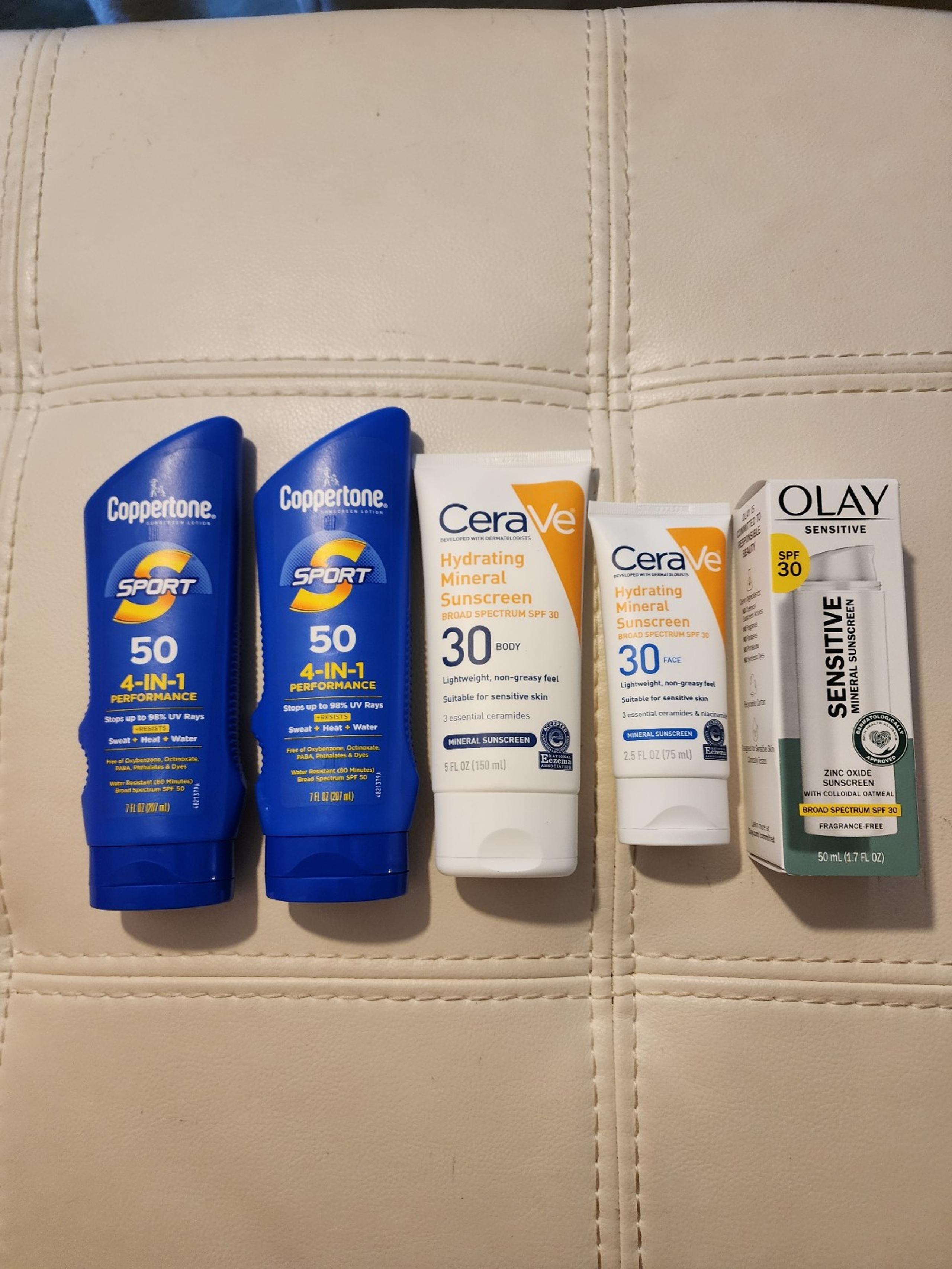 Sunscreen Lotion Coppertone Sport CeraVe BUNDLE SET OF 5