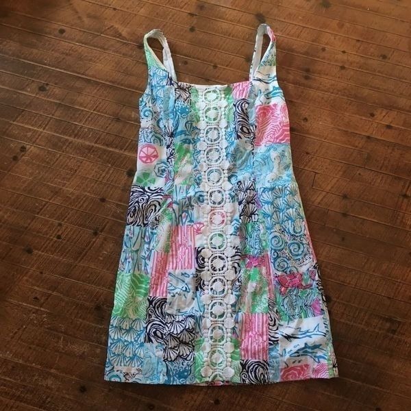 Lilly Pulitzer patchwork shift with lace placket