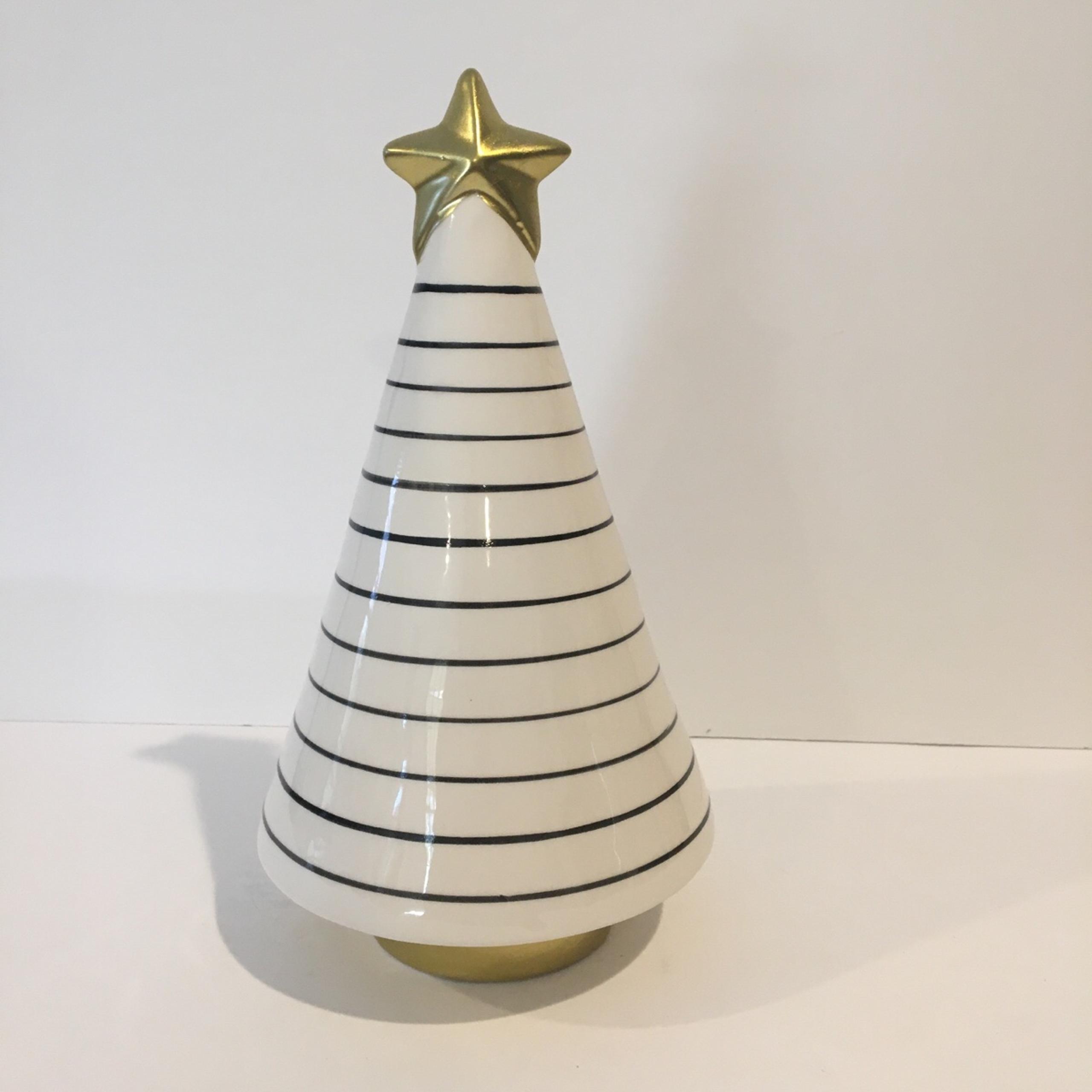 Ceramic white with black stripes ceramic Christmas Tree