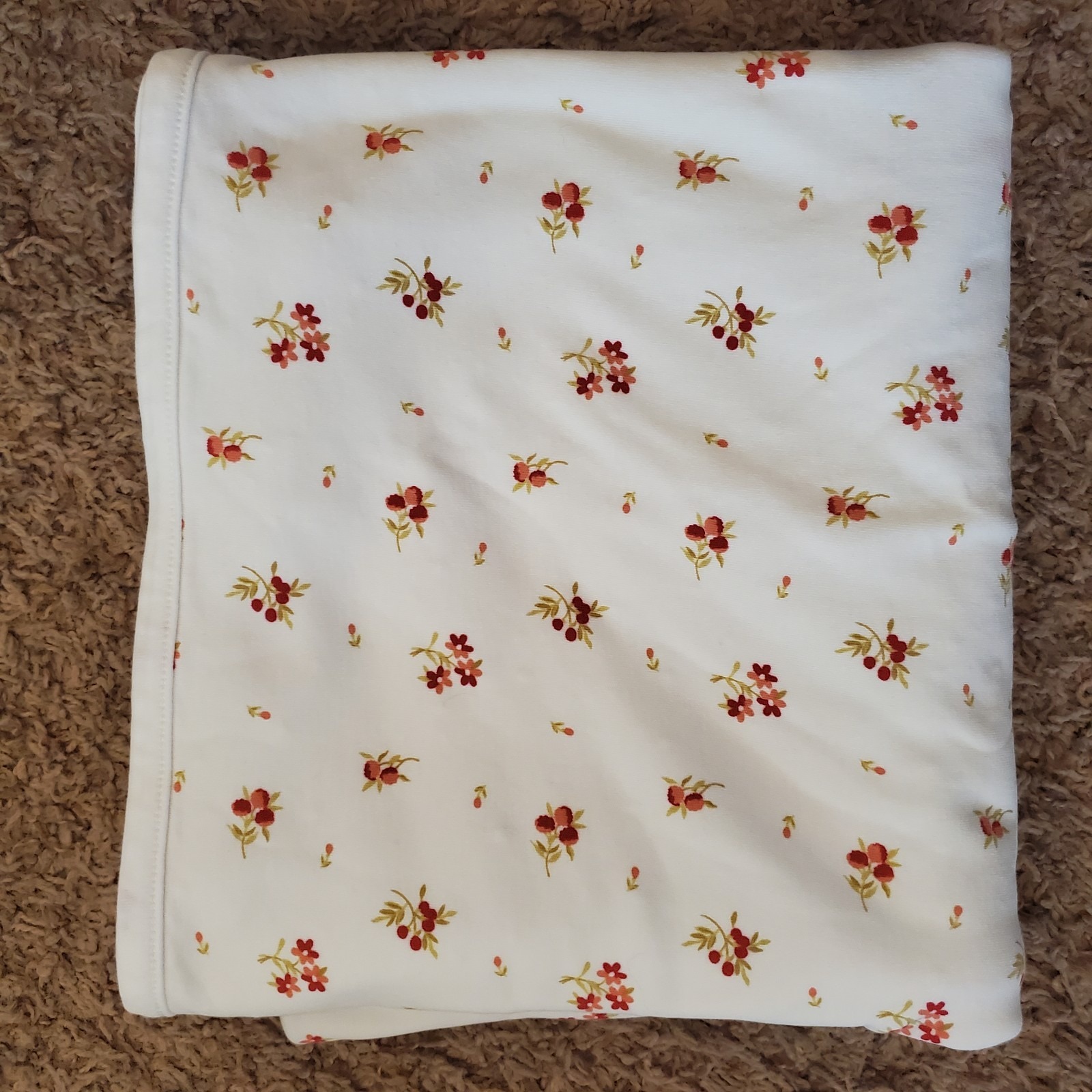 Vintage Rainbow Tag Gymboree Floral Embroidered Reversible Baby Blanket