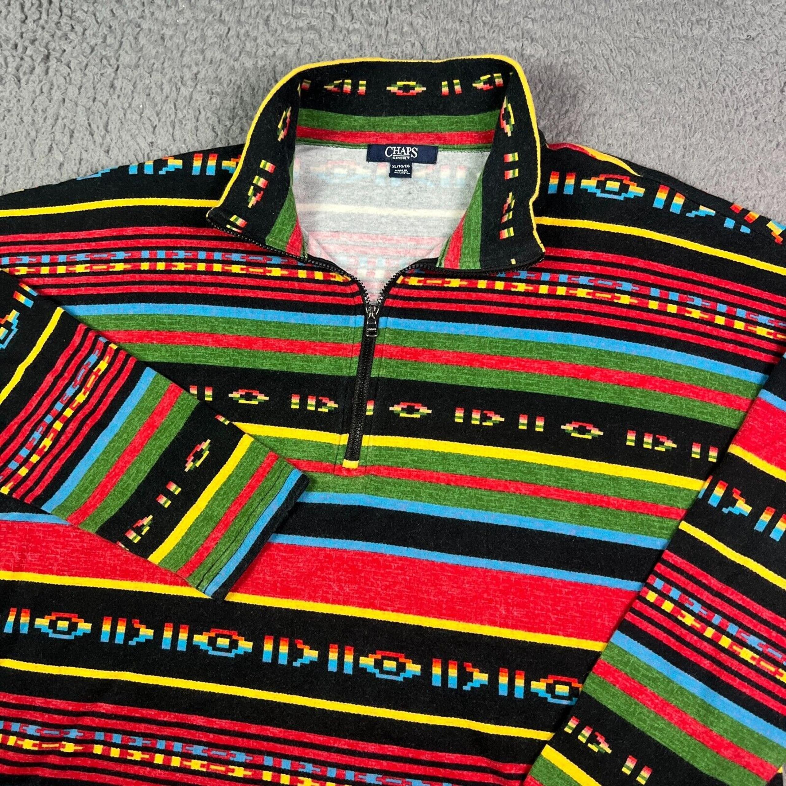 Chaps Sport 1/4 Zip Pullover Womens XL Multicolor Aztec Southwestern Jacket