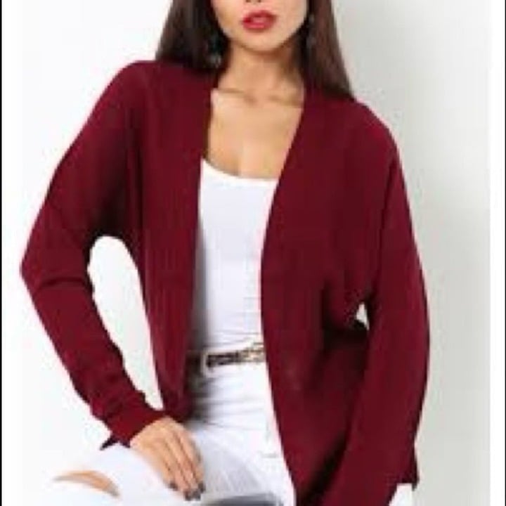 Ann Taylor Bungurdy Sweater Red Cardigan Cover Up Medium