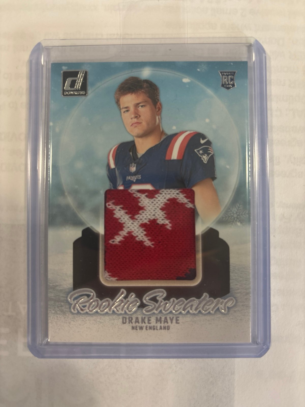 Drake maye Donruss football rookie sweaters patch rookie New England pats.