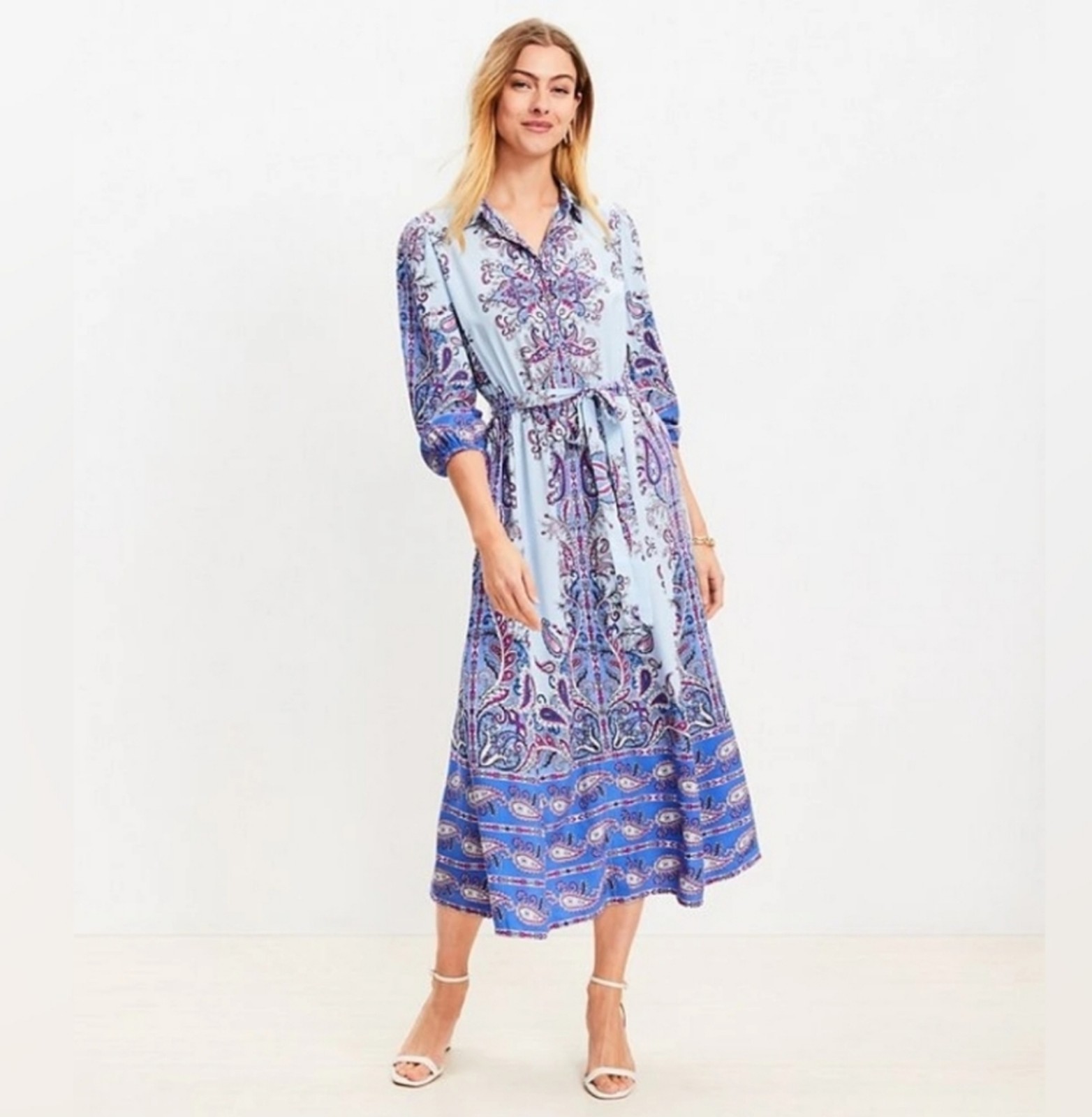 NWOT Loft Paisley Midi Shirtdress - XS