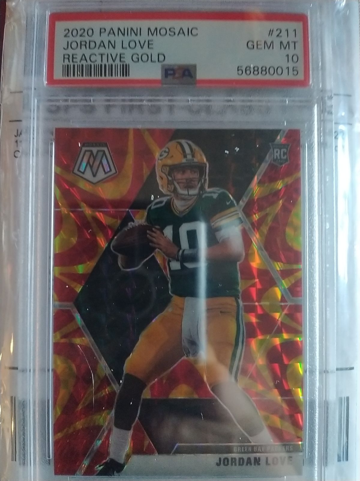 JORDAN LOVE Mosaic Reactive GOLD Prizm Rookie Card PSA 10 RC Packers