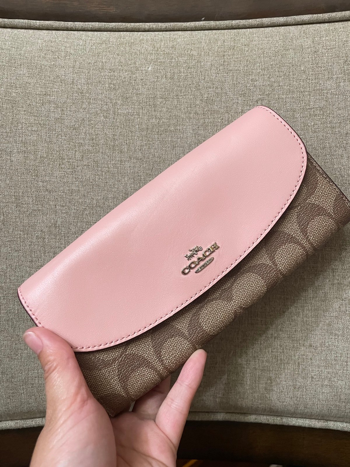 ‼️last one‼️NWT！COACH SLIM ENVELOPE WALLET (COACH F54022) SILVER/KHAKI BLUSH 2