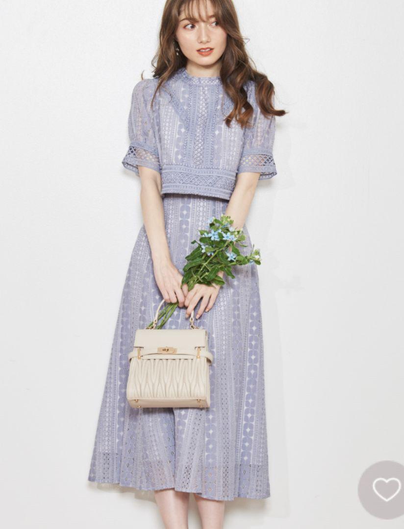Noela Flower Lace Set Up, Blue, Size S