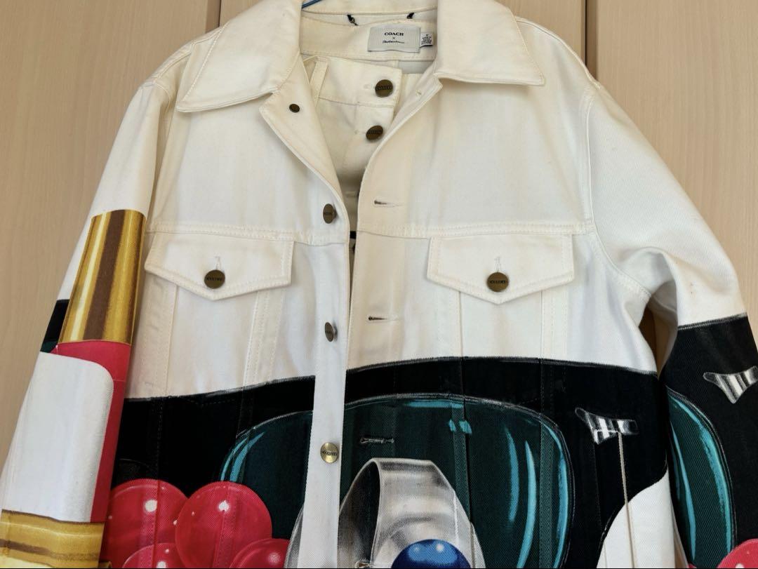 Coach Set-Up White Denim Jacket & Mini Skirt Set