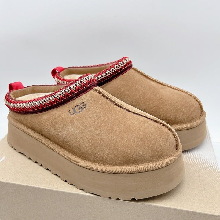 UGG Tazz Platform Braid Slippers 1122553 Chestnut Womens US 9
