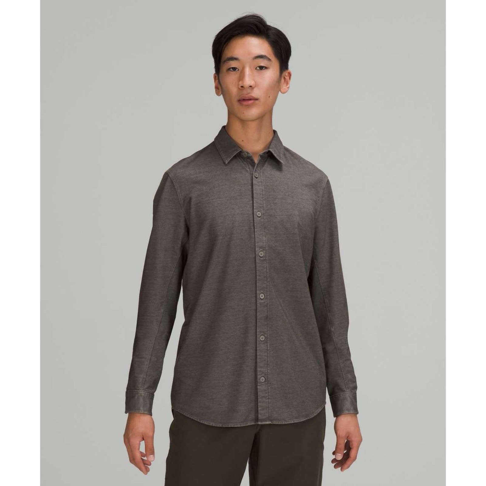 Lululemon Commission Long Sleeve Rover Gray Commission Enzyme Dye Button Shirt