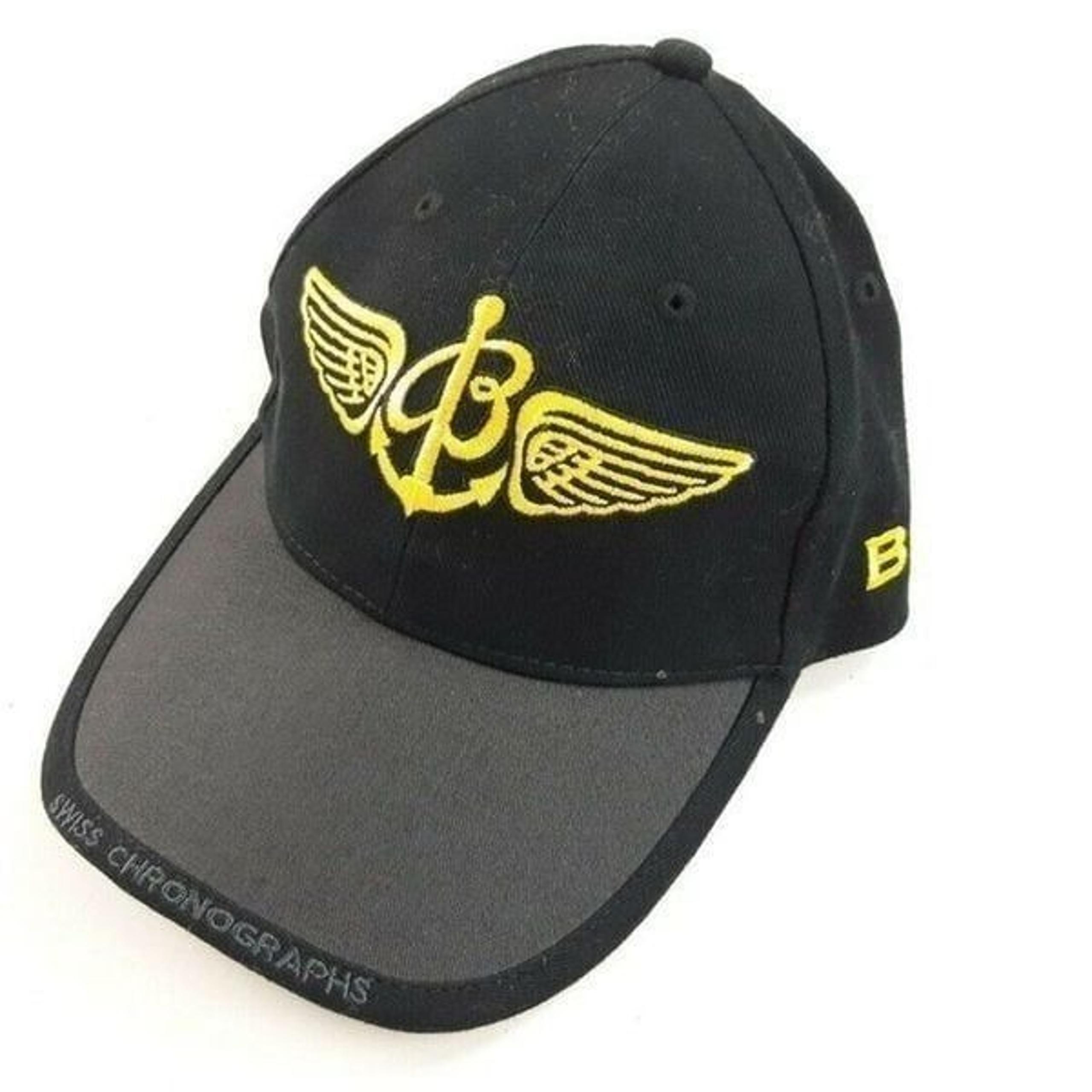 Breitling Adjustable Black Baseball Hat Cap Black & Yellow