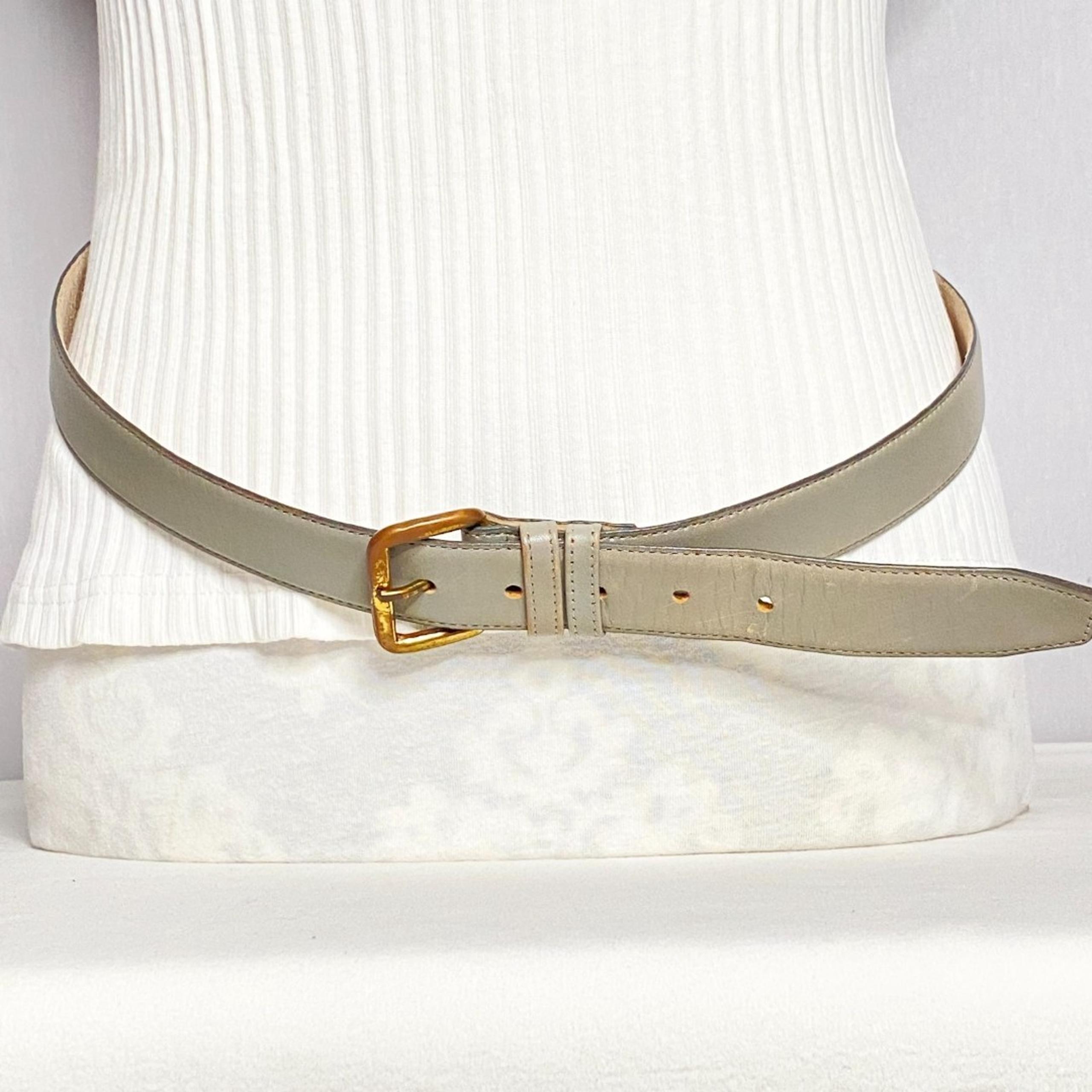 Vintage Womens Belt Medium Genuine Glove Leather Pig Skin Lining Brass Buckle