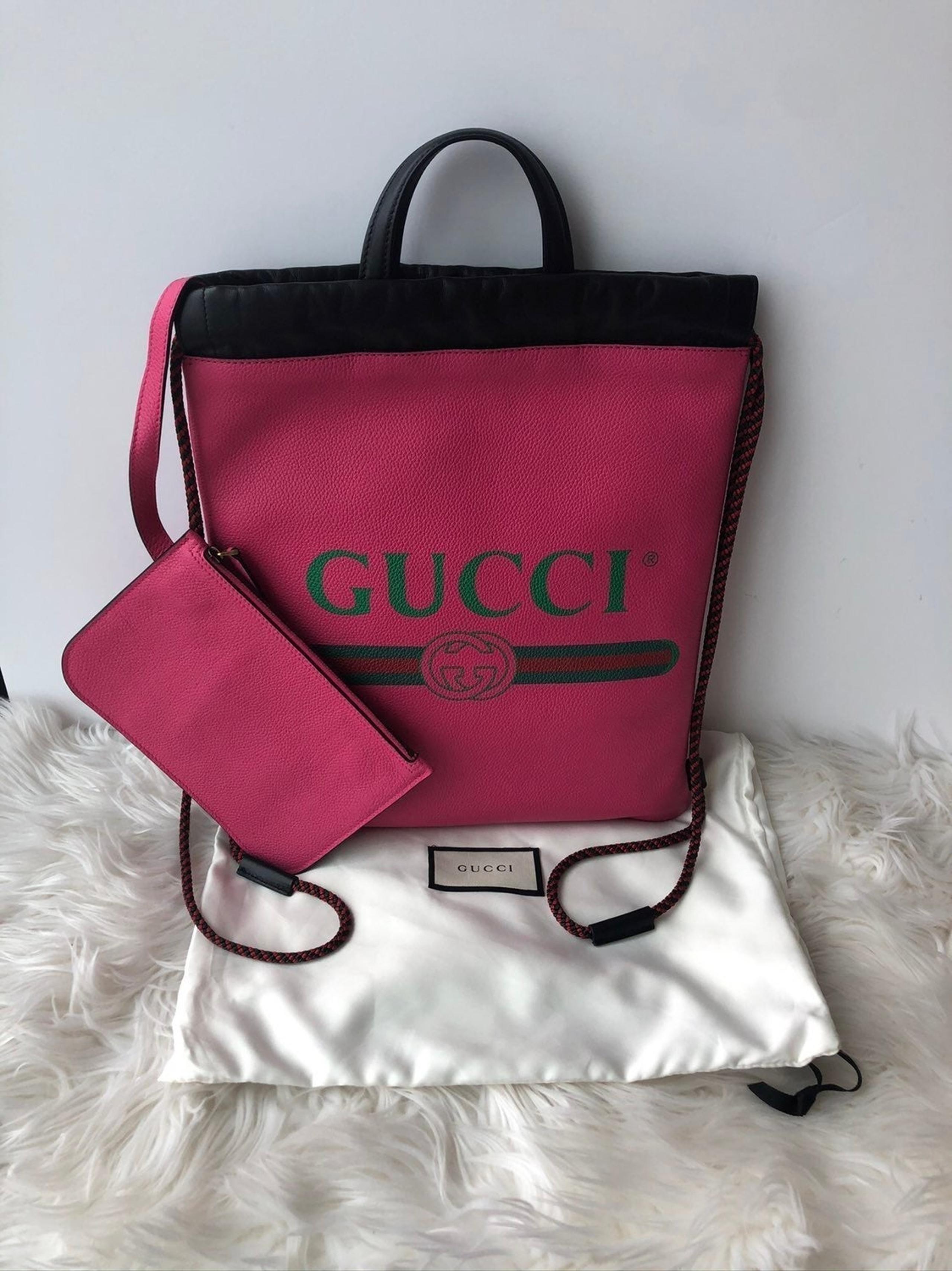 Authentic Gucci LOGO printed leather dra
