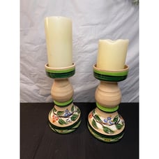 Gail Pittman Pillar Candle Holders ~ Set of 2 ~ Vivaldi Pattern