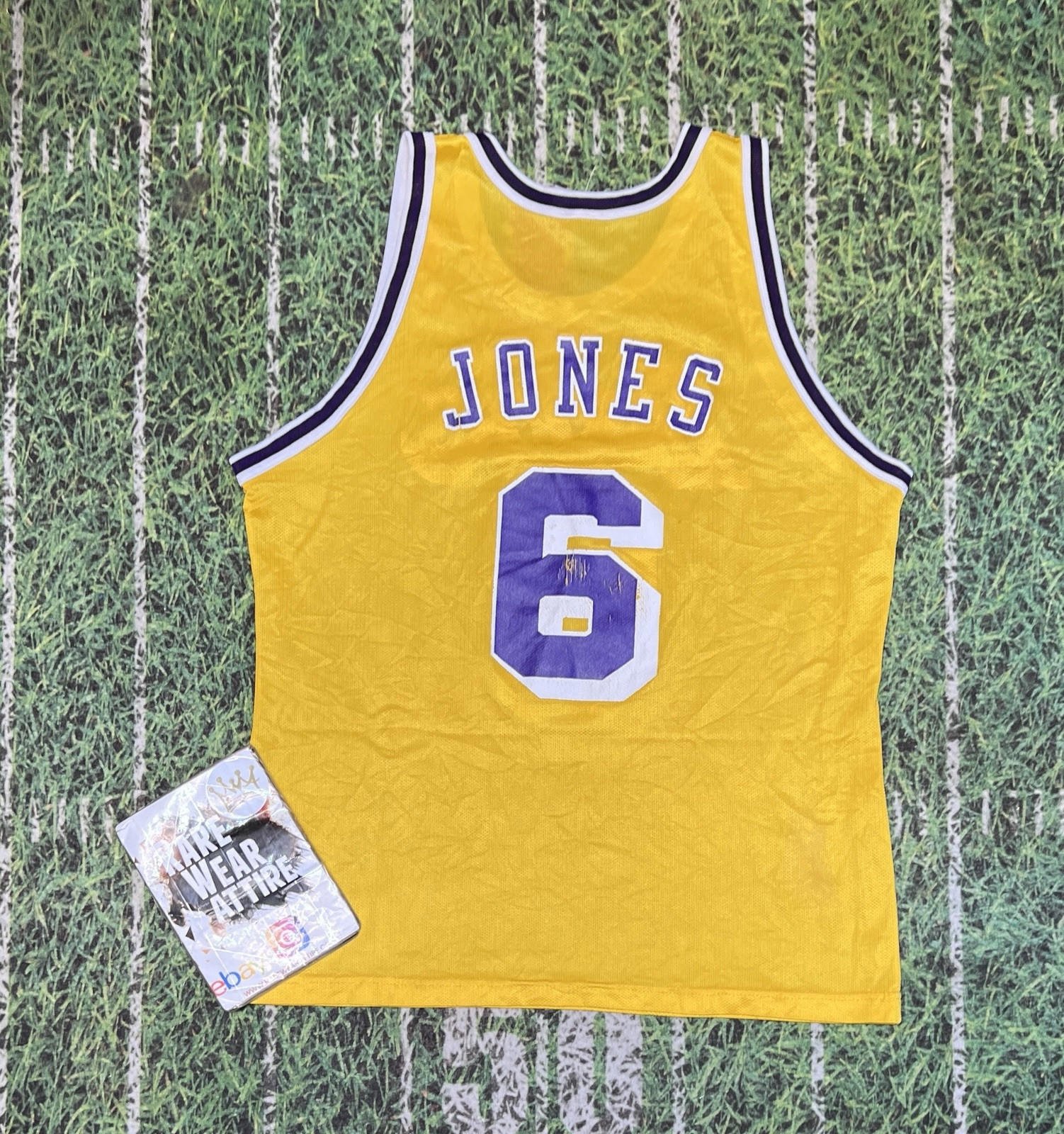 Rare Vt 90s Champion Los Angeles Lakers Eddie Jones 6 Jersey