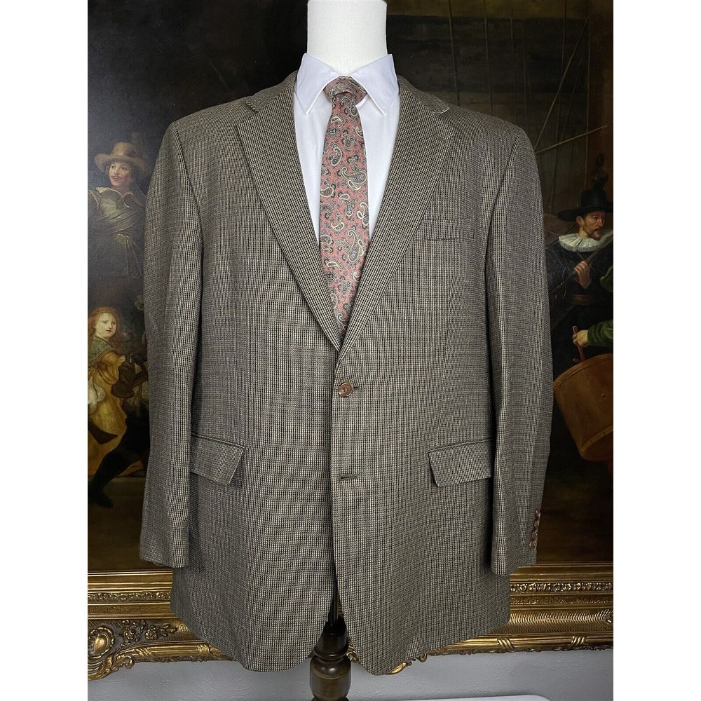 Carlo Mandrone 46L Brown 100% Lambswool Smooth Tweed 2Btn Blazer Sport Jacket