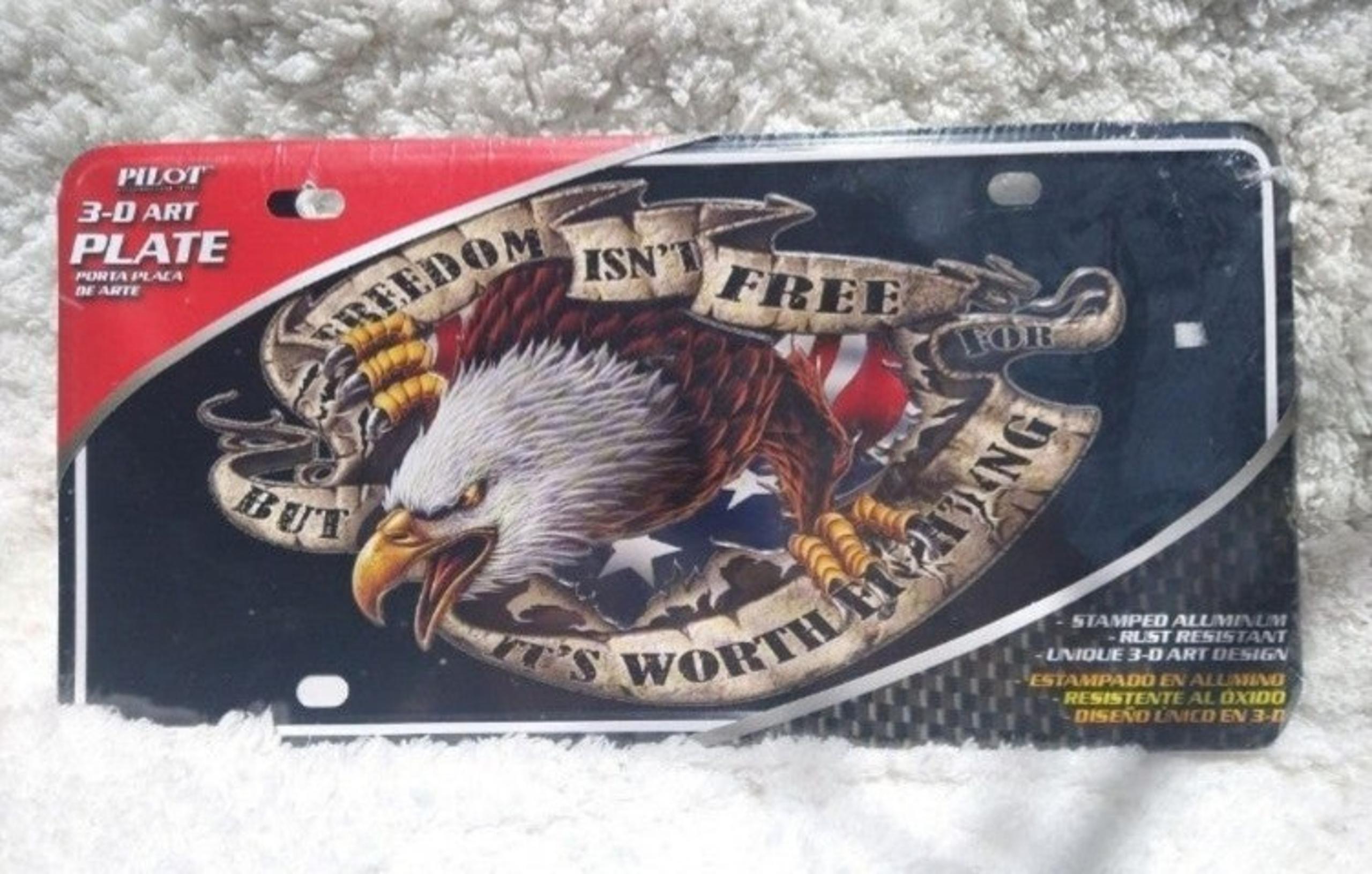 Pilot 3D Art License Plate Freedom isn't Free