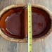 Vintage Hull Stoneware Brown Drip Glazed Pottery Oval Divided Bowl Serving