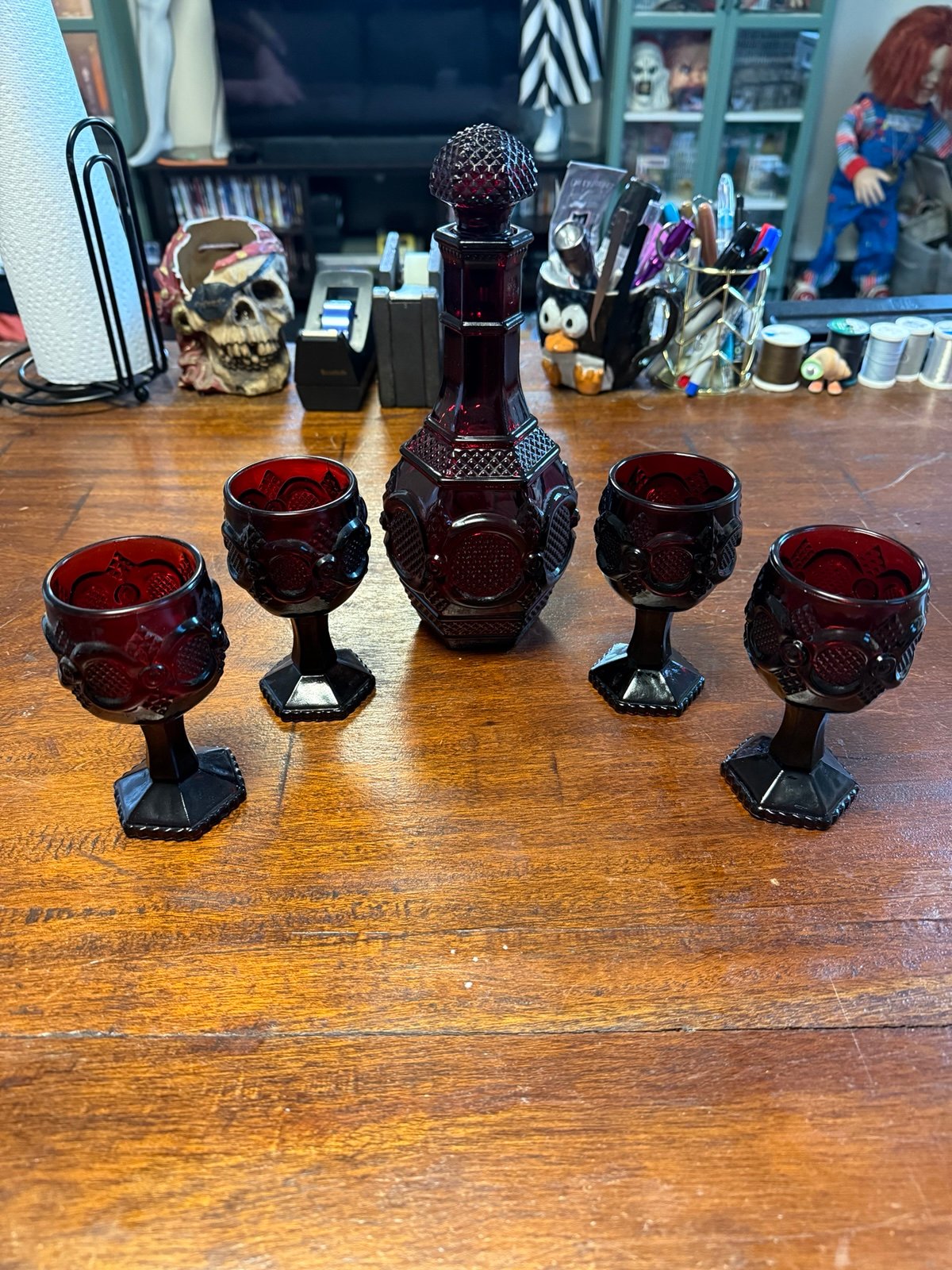 Avon Cape Cod Decanter and Wine Goblets