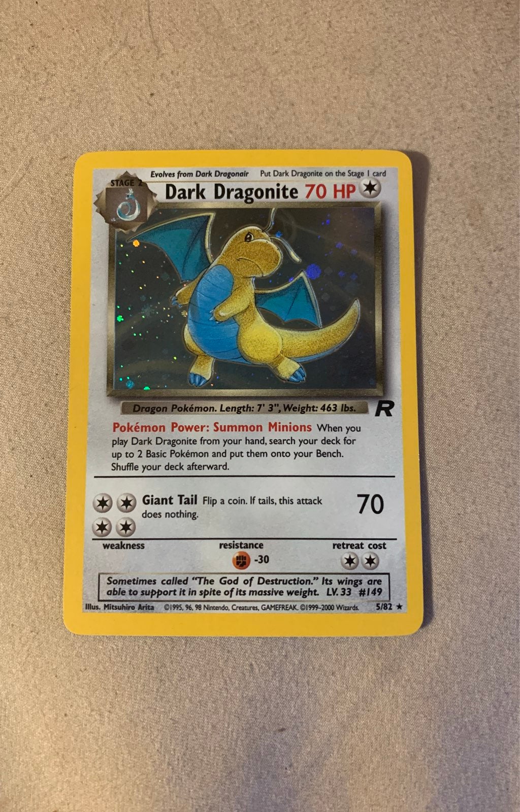 Dark Dragonite Holo from Team Rocket 1st