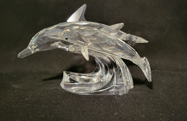 Crystal Dolphins SCS Swarovski Collectors Society 1990 mother and child