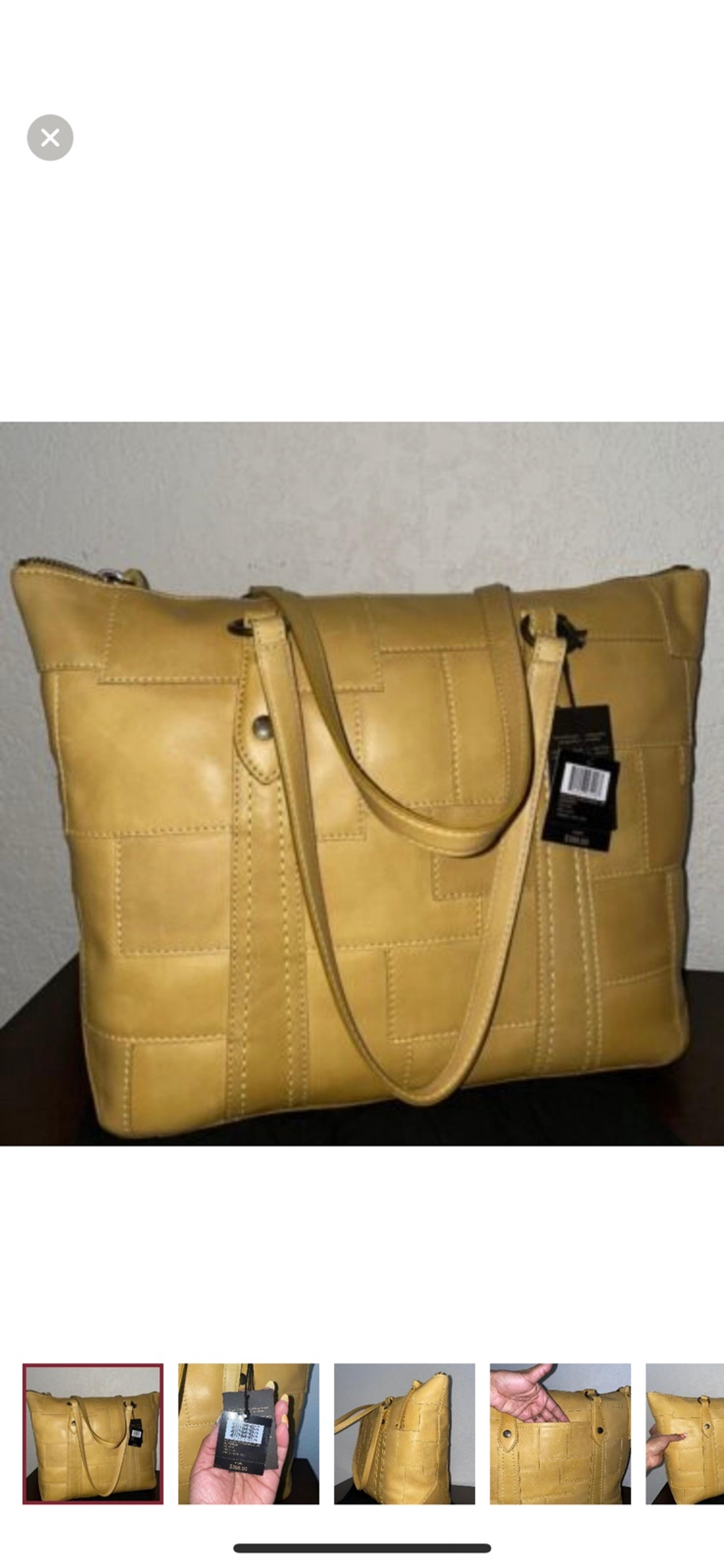 NWT $398 Frye Melissa Patchwork Leather Zip Shopper Tote Bag Yellow