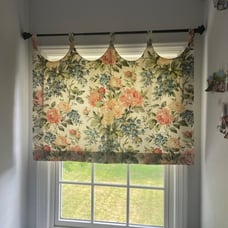 Floral Flat Cutain Valance Lined Yellow Check 37x31 Set of 2