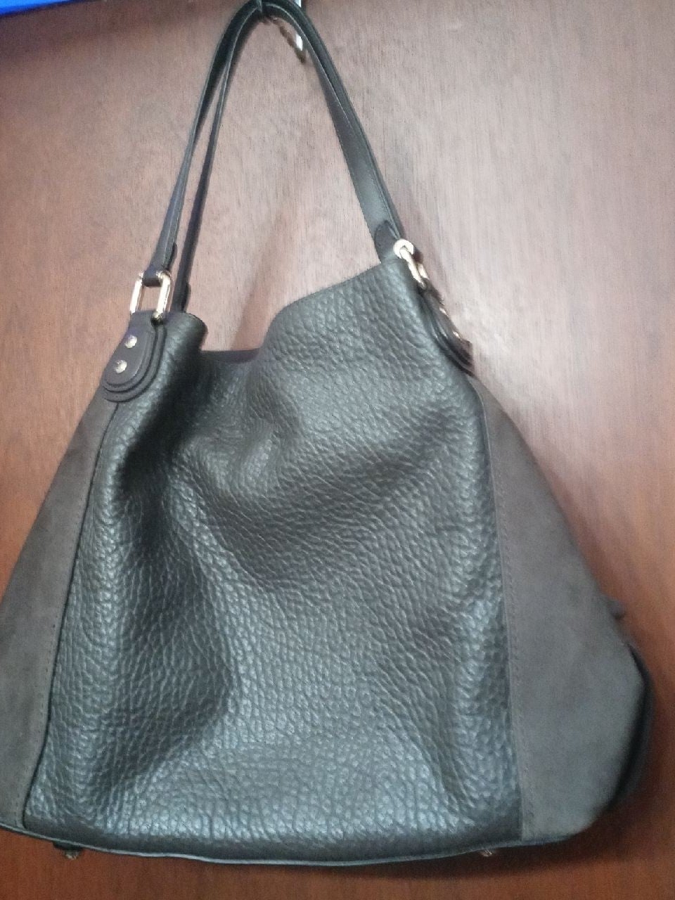 Coach Edie 42 large Mixed Leathers Expresso Brown Shoulder Hobo