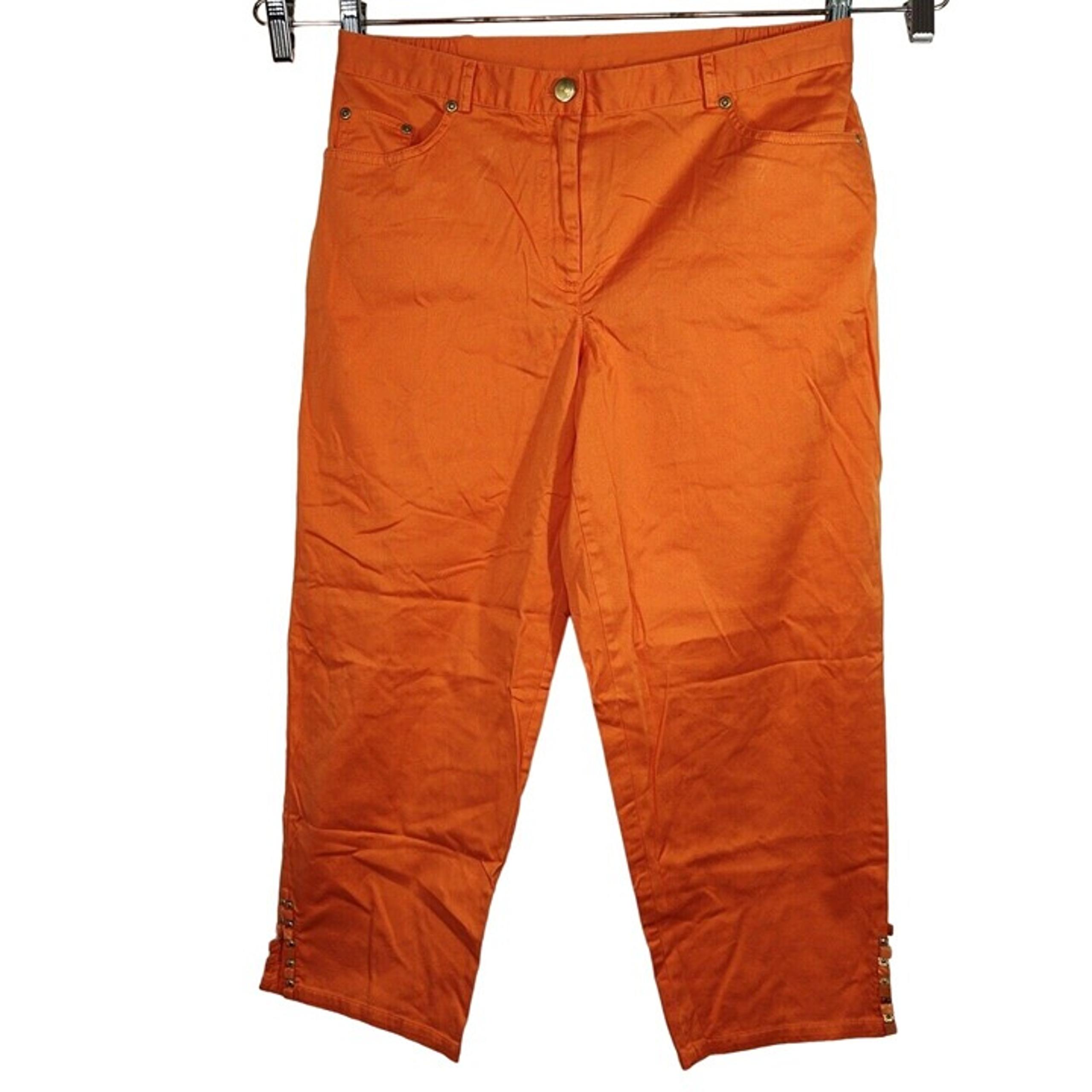 Ruby Rd Orange Cropped Pants Women Size 10 Straight Leg Zipper Fly