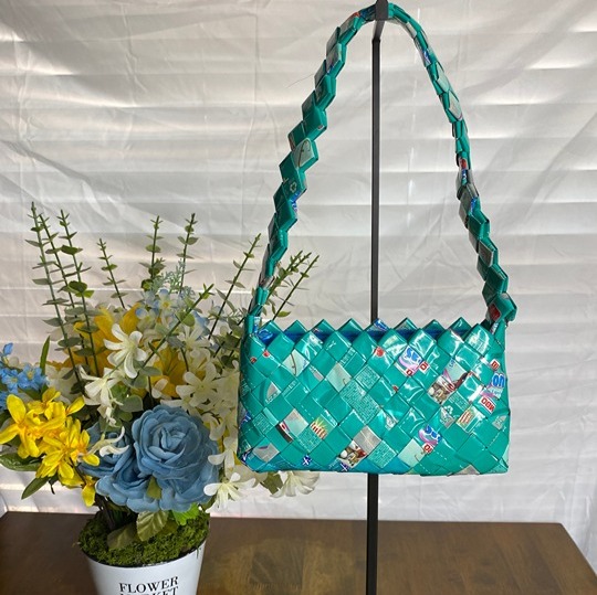 Handmade Purse Bag Made from Recycled Bimbo Bakery Baked Goods Wrappers Vintage