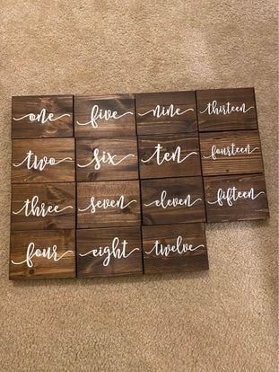 Wooden block table numbers