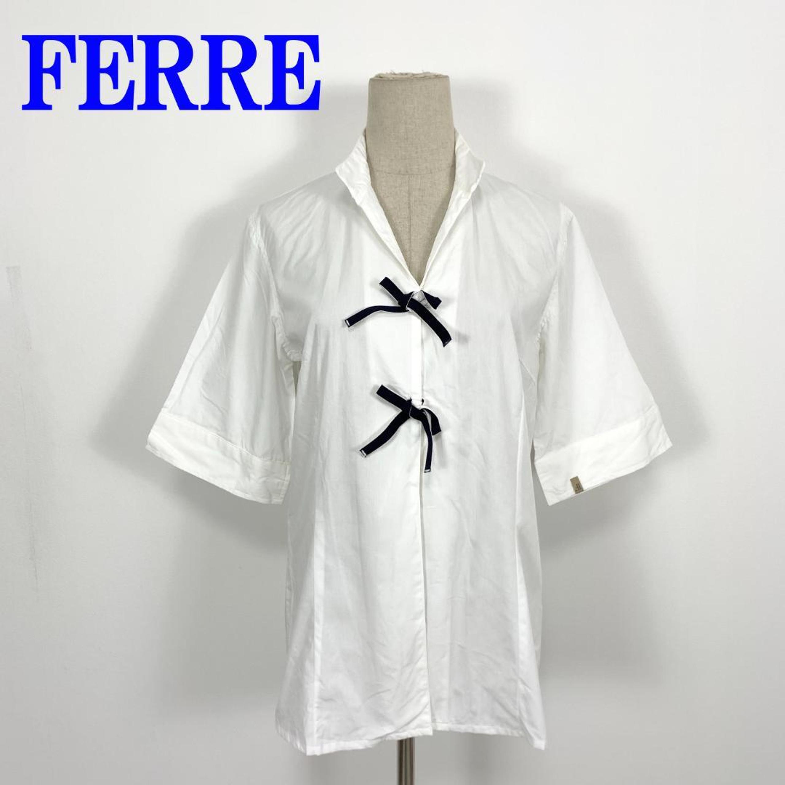 FERRE short-sleeved shirt, white, 100% cotton, M, C3642