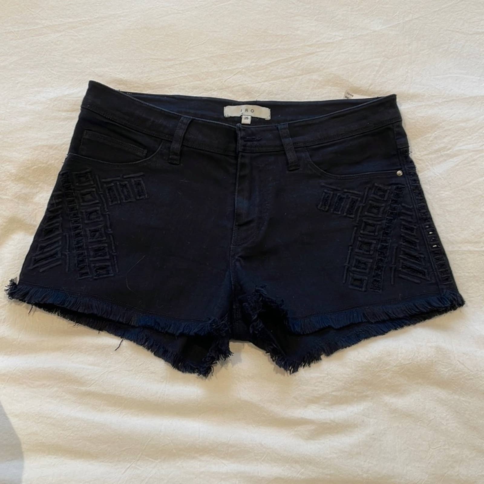 IRO black denim shorts. Size 25