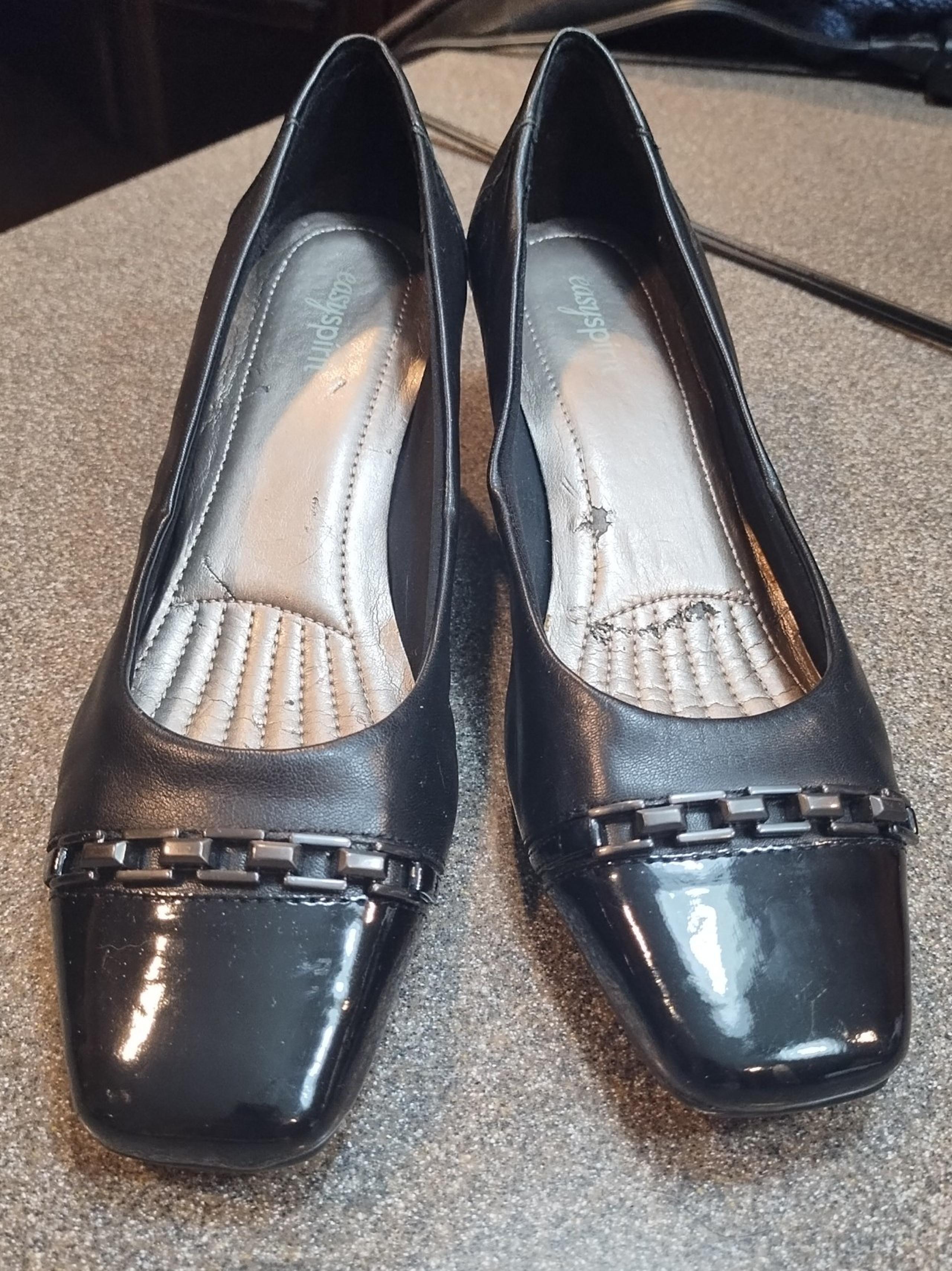 Easy Spirit Black Leather Pumps Wedge Heel Size 7.5