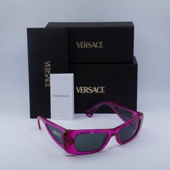 New Versace VE4481 543487 Sunglasses - Fucsia Frame, Grey Lenses