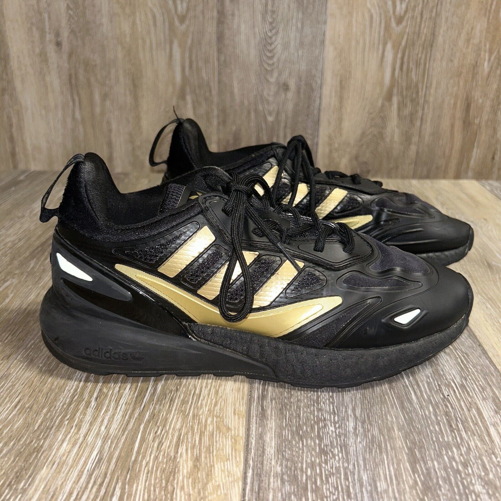 Adidas Zx 2K Boost 2.0 J Black Gold Metallic Youth US Size 6 Shoes GZ7484 Boys 2T 5T