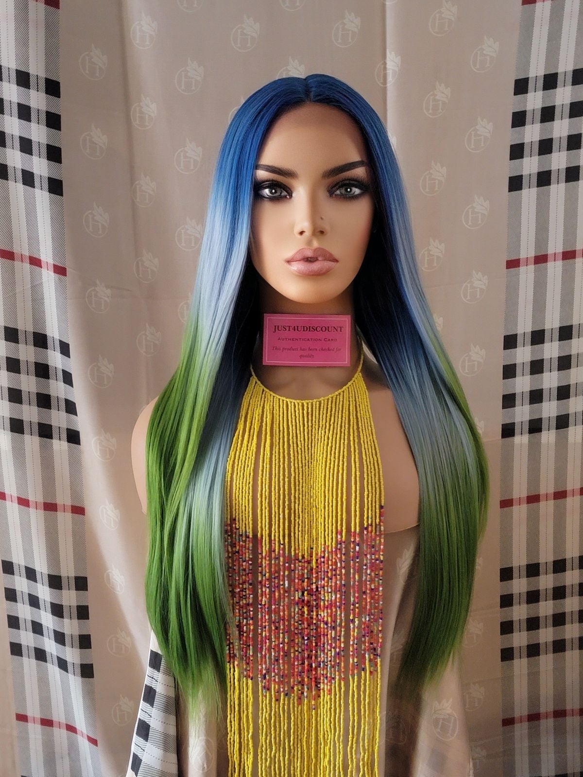 blue celebrity lime splash lace wig