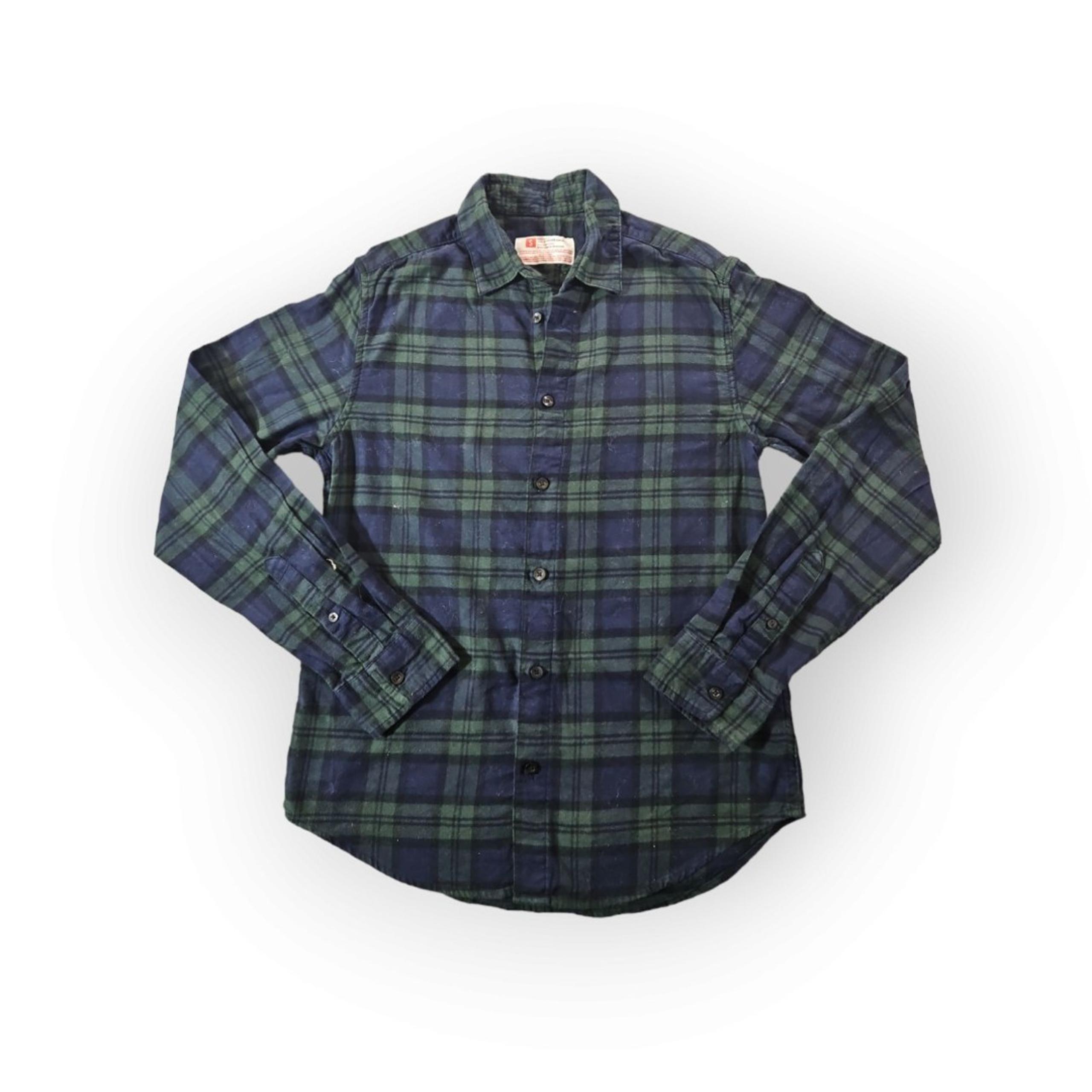 Target Button Up Shirt Size Small Blue Green Plaid Flannel Buffalo Check