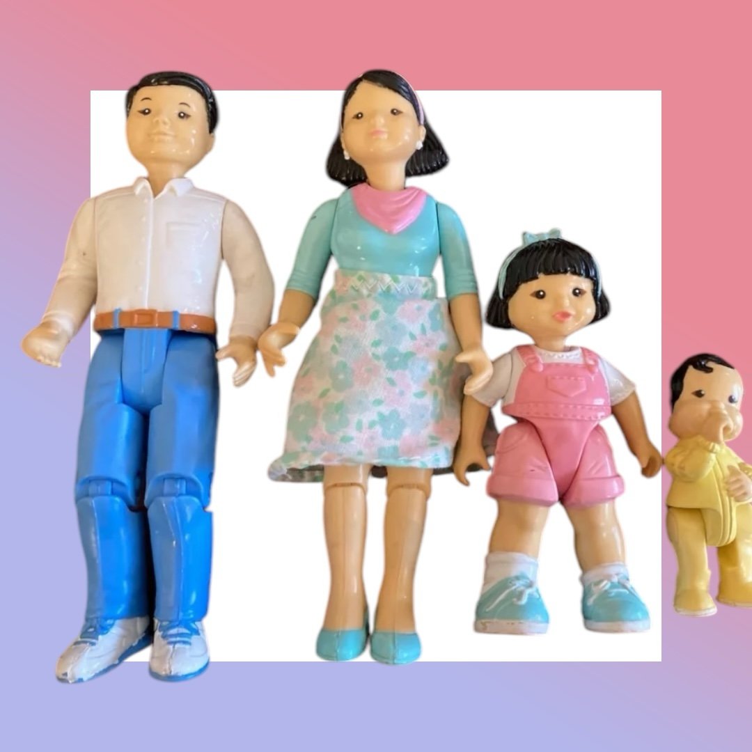 Fisher-Price Loving Family Asian Doll Set Mom Dad Daughter and Baby Lot rare
